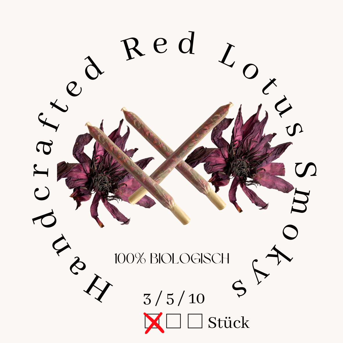 Bio Roter Lotus 3er/ 5er/ 10er Pack - „Handcrafted Red Lotus Smokys“ (Nymphaea rubra) Rauchen
