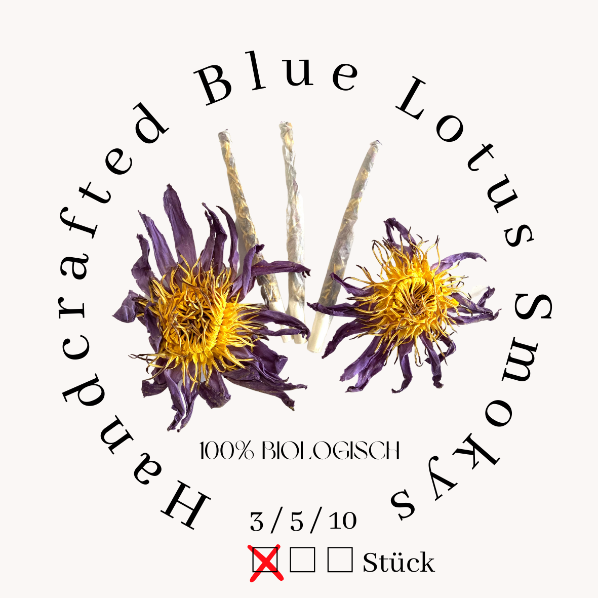 Bio Blauer Lotus 3er/ 5er/ 10er Pack - „Handcrafted Blue Lotus Smokys“ (Nymphaea caerulea) Rauchen