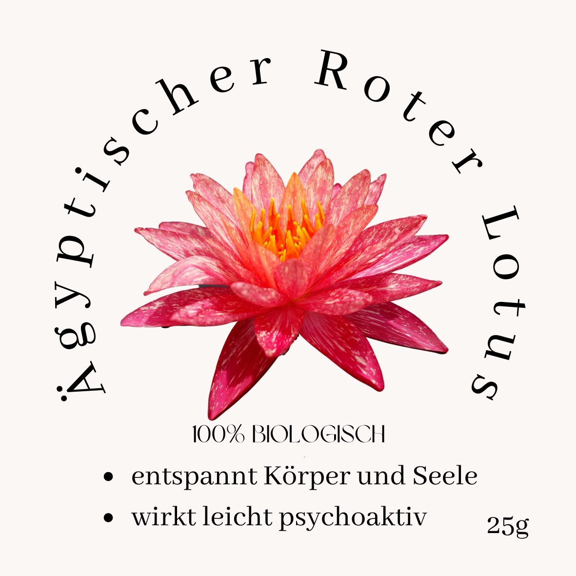 100% Bio Ägyptischer Roter Lotus; ganze Blüten getrocknet (Nymphaea rubra) 25g / Einheit