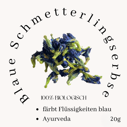 Bio Blaue Schmetterlingserbse Blüten (Anchan);natürliche Blütenblätter getrocknet; Butterfly Pea Flower (Clitoria ternatea) 20g / Einheit