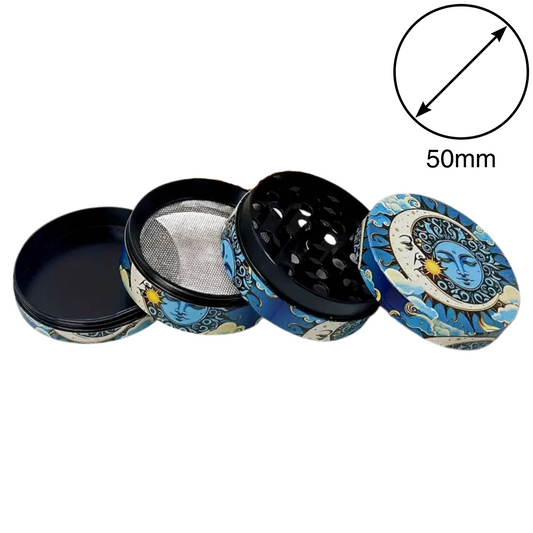 Metall-Grinder/ Gewürzzerkleinerer 4-lagig mit verschiedenen Motiven in unterschiedlichen Größen 50mm oder 63mm Durchmesser inkl. Pollenschieber