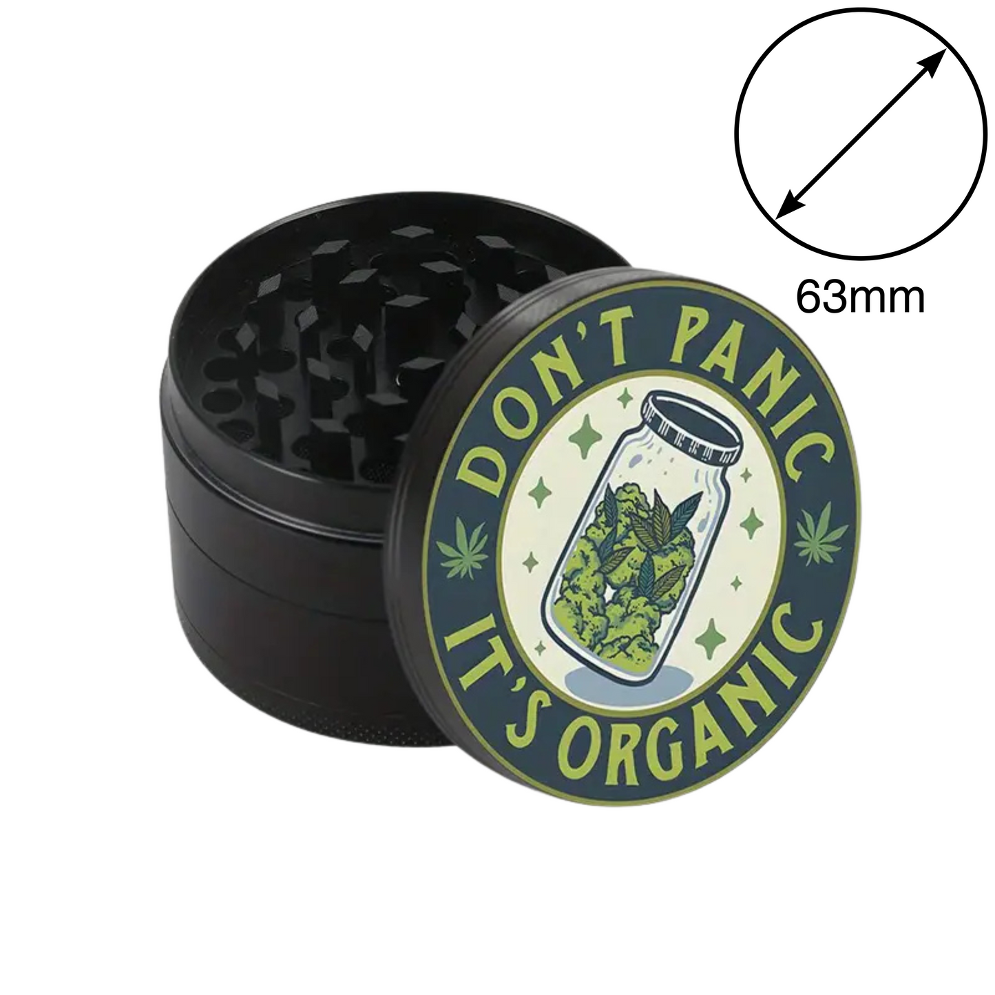 Metall-Grinder/ Gewürzzerkleinerer 4-lagig mit verschiedenen Motiven in unterschiedlichen Größen 50mm oder 63mm Durchmesser inkl. Pollenschieber