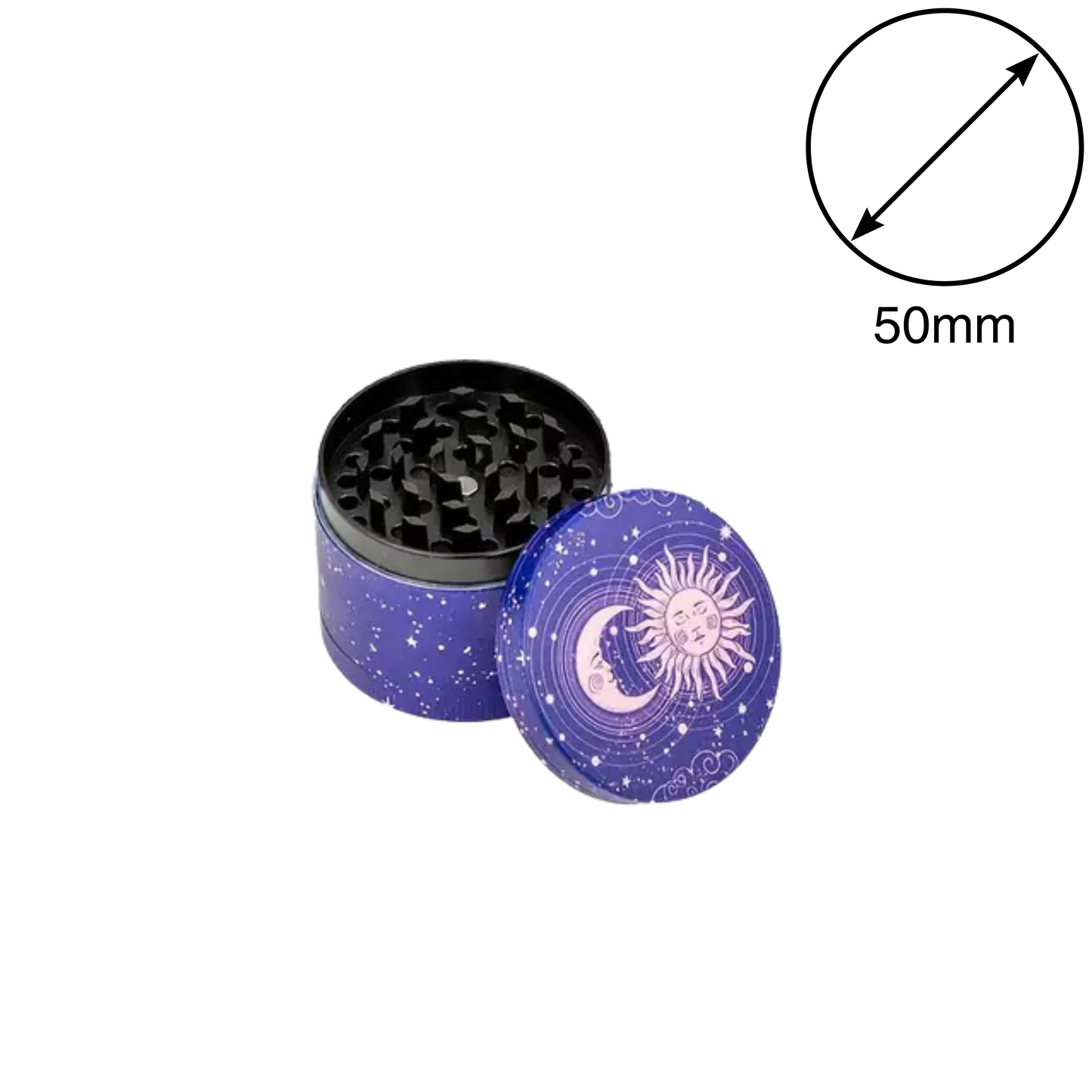 Metall-Grinder/ Gewürzzerkleinerer 4-lagig mit verschiedenen Motiven in unterschiedlichen Größen 50mm oder 63mm Durchmesser inkl. Pollenschieber