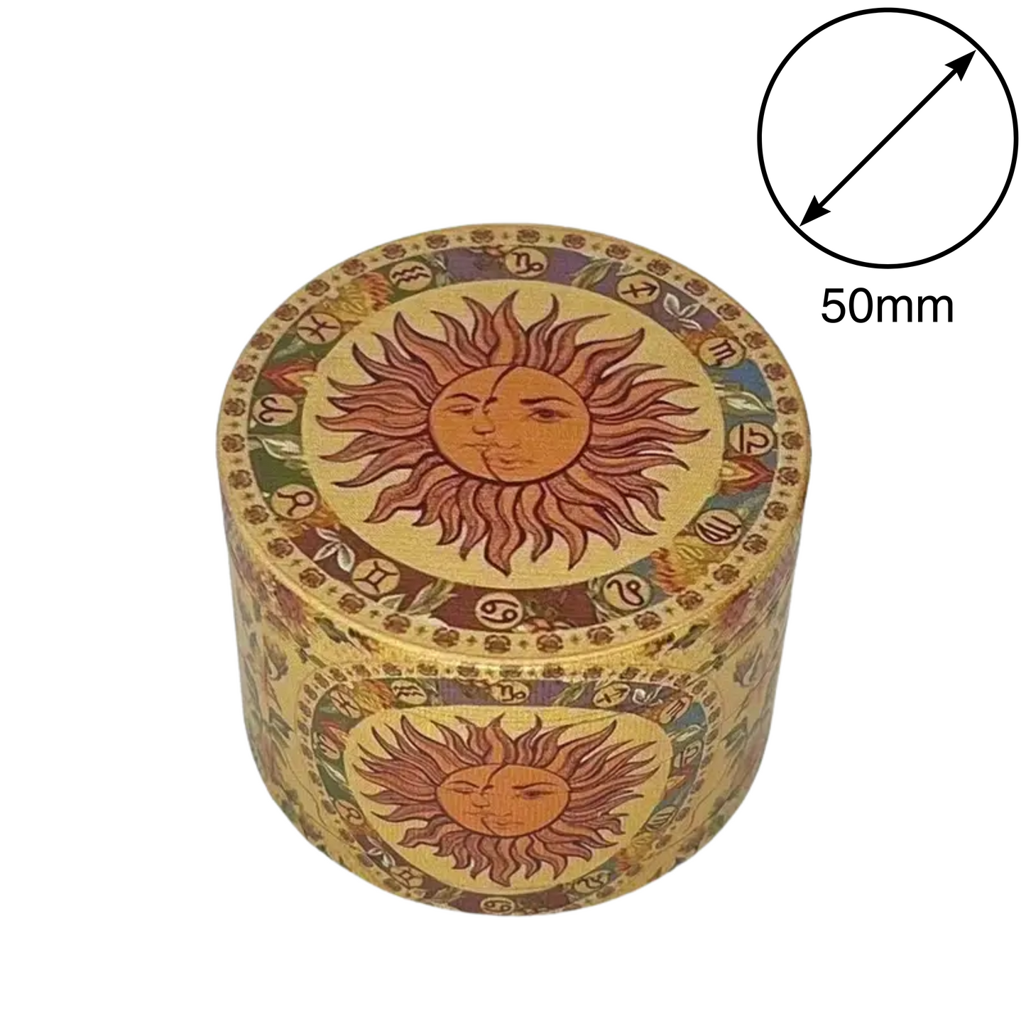 Metall-Grinder/ Gewürzzerkleinerer 4-lagig mit verschiedenen Motiven in unterschiedlichen Größen 50mm oder 63mm Durchmesser inkl. Pollenschieber