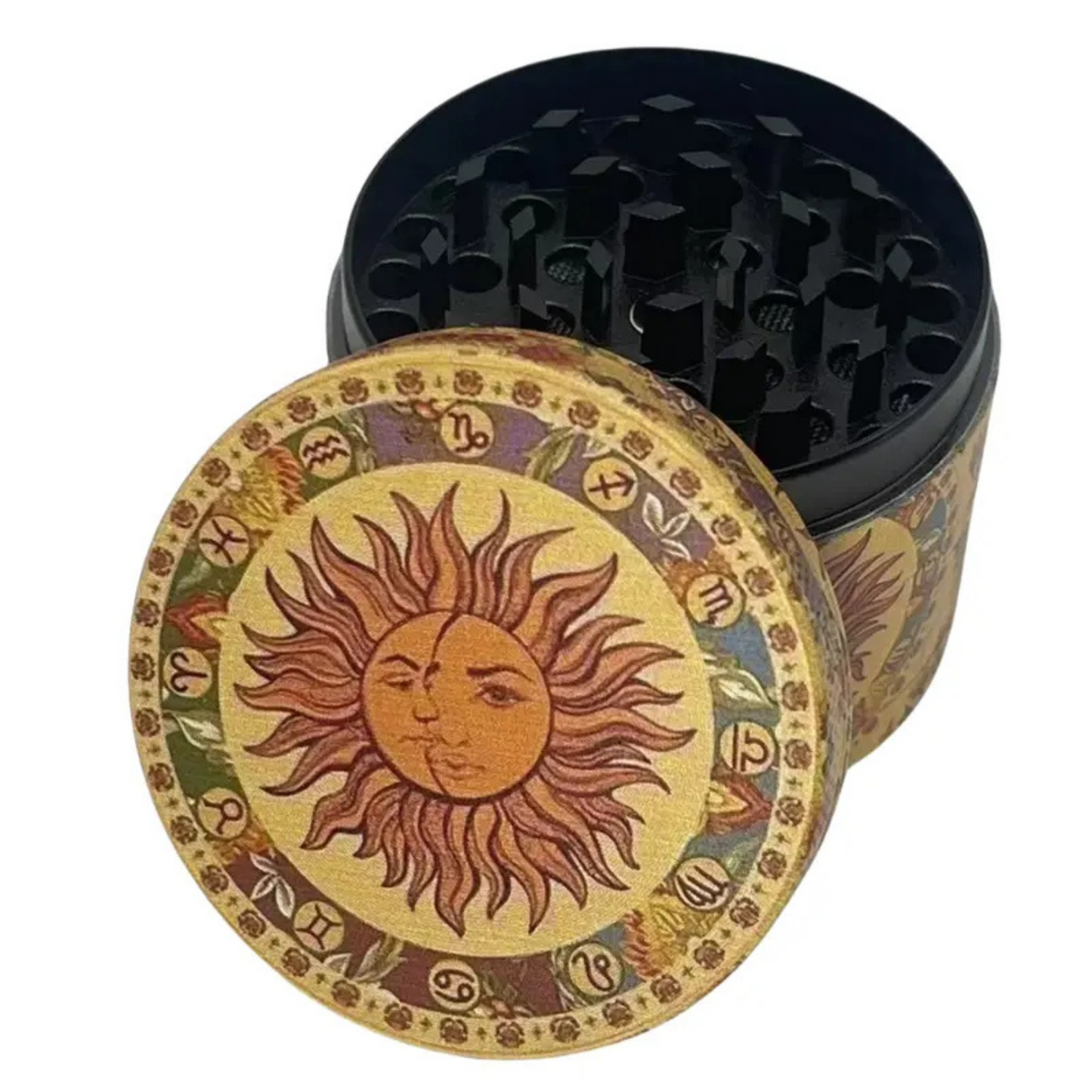 Metall-Grinder/ Gewürzzerkleinerer 4-lagig mit verschiedenen Motiven in unterschiedlichen Größen 50mm oder 63mm Durchmesser inkl. Pollenschieber