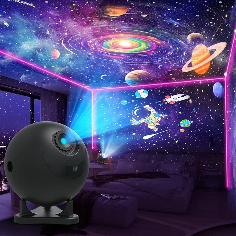 UHD Projektor "Galaxy" mit 12 verschiedenen galaktischen Motiven - USB betrieben mit automatischer Abschaltfunktion für magische Atmosphäre