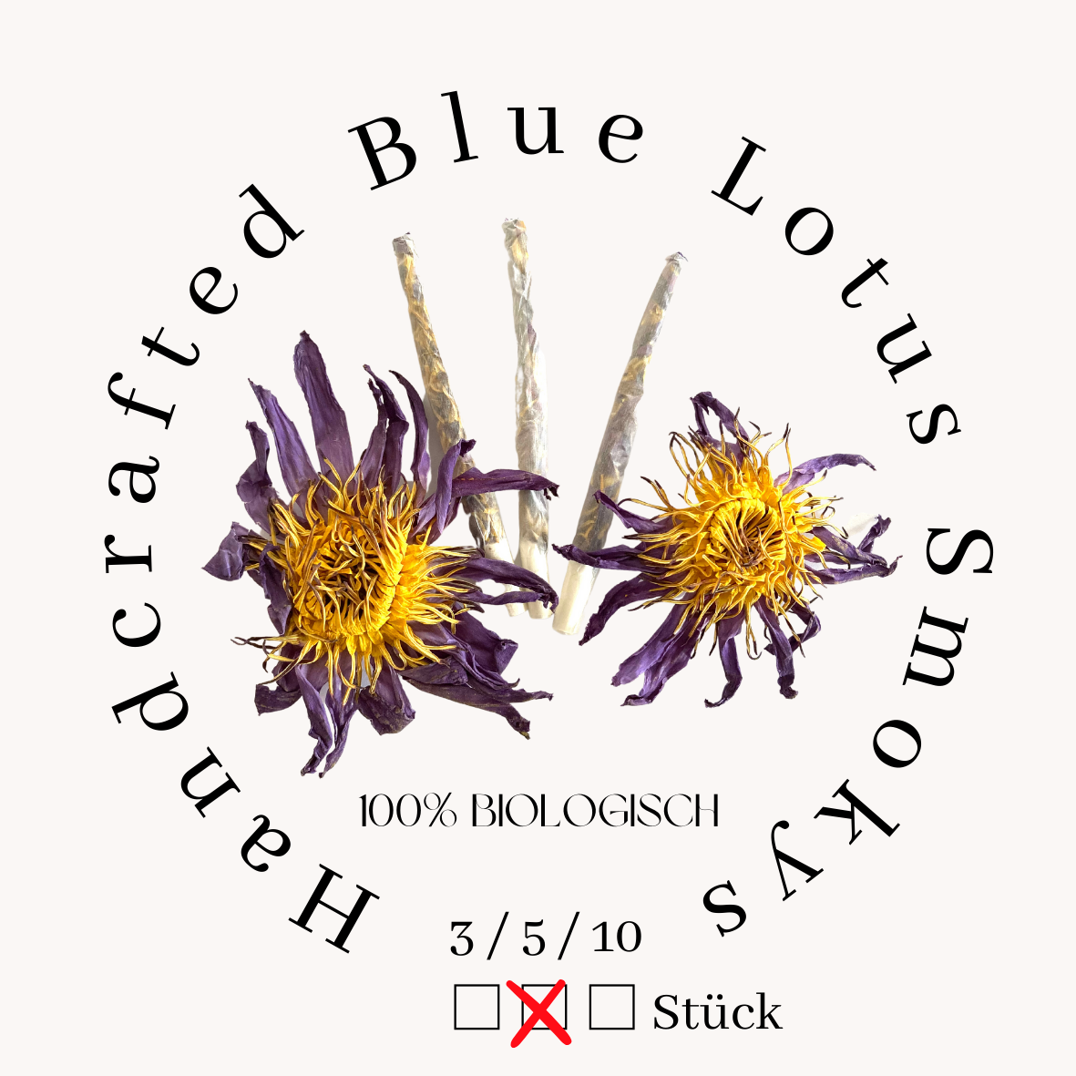 Bio Blauer Lotus 3er/ 5er/ 10er Pack - „Handcrafted Blue Lotus Smokys“ (Nymphaea caerulea) Rauchen